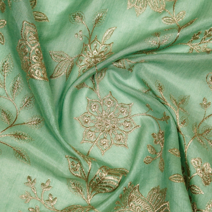 Sabira Jaal on Aqua Tussar Chanderi Embroidered Fabric