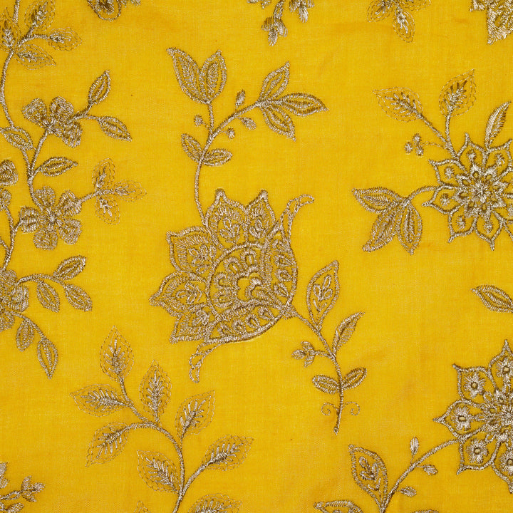 Sabira Jaal on Gold Tussar Chanderi Embroidered Fabric