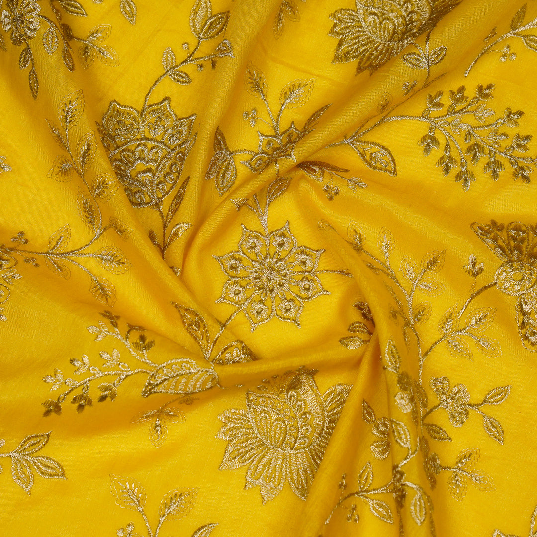 Sabira Jaal on Gold Tussar Chanderi Embroidered Fabric
