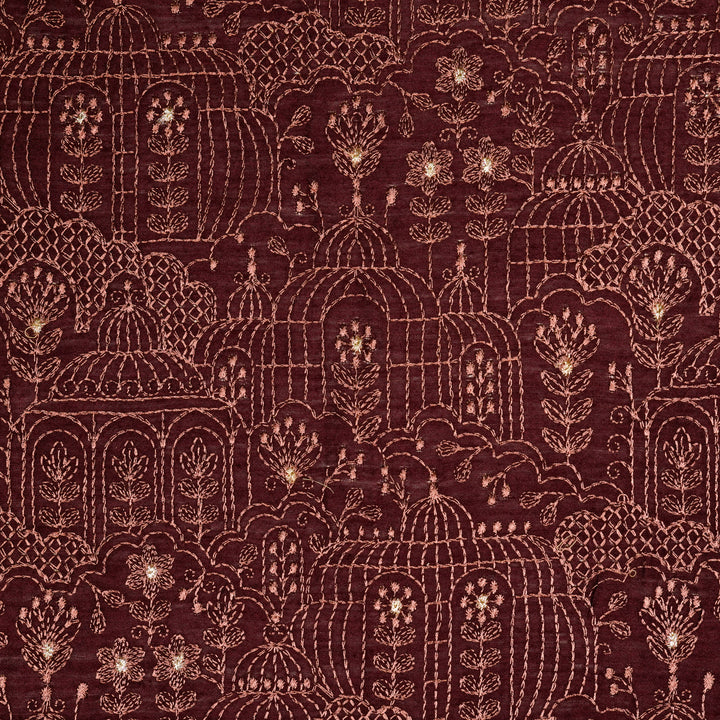 Shaira Jaal on Maroon Munga Silk Embroidered Fabric