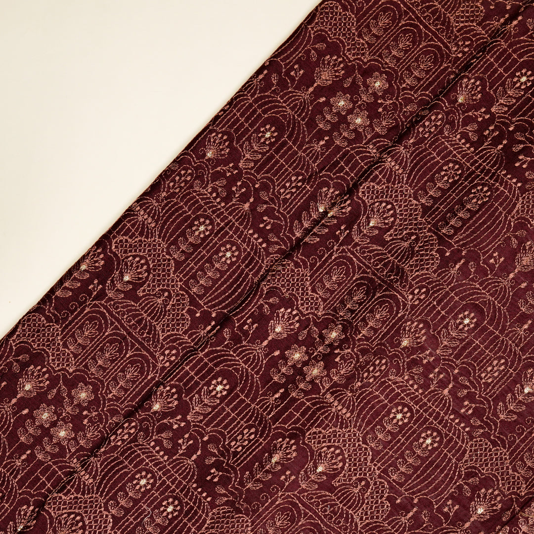 Shaira Jaal on Maroon Munga Silk Embroidered Fabric