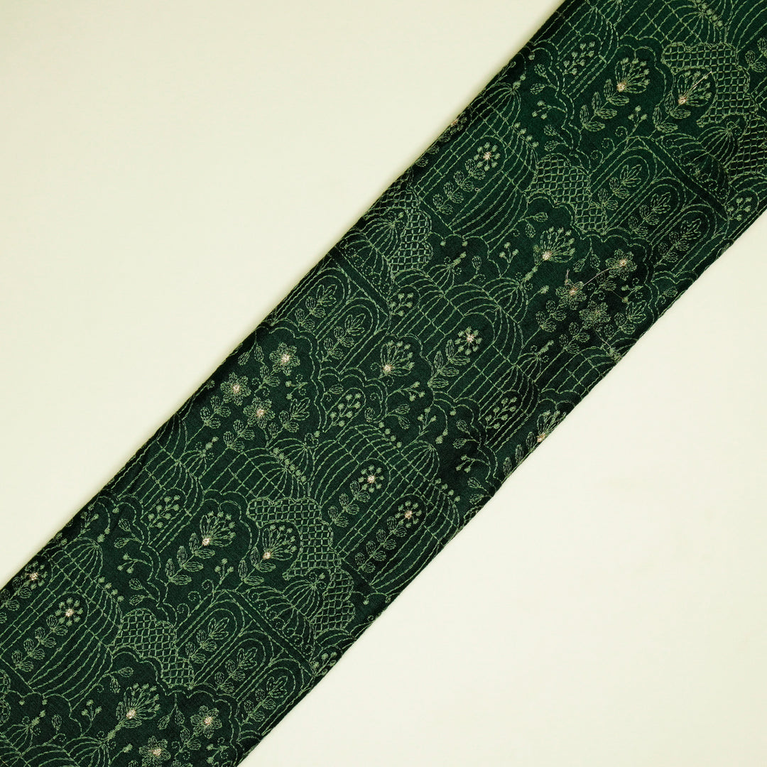 Shaira Jaal on Bottole Green Munga Silk Embroidered Fabric