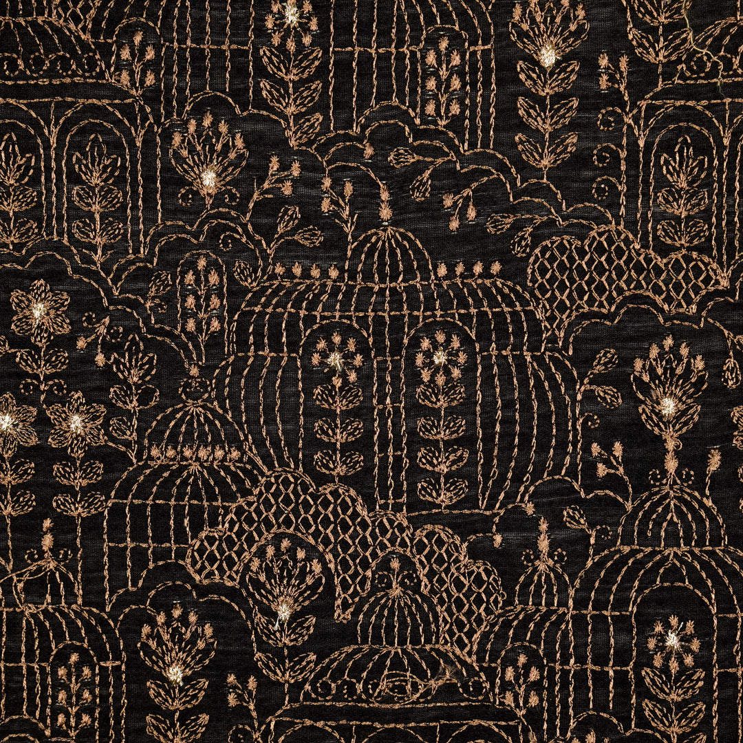 Shaira Jaal on Black Munga Silk Embroidered Fabric