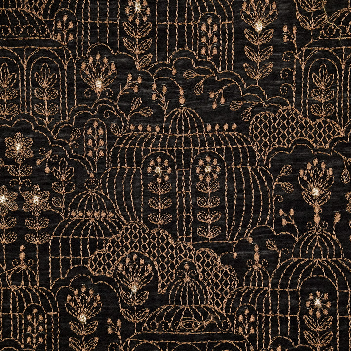 Shaira Jaal on Black Munga Silk Embroidered Fabric