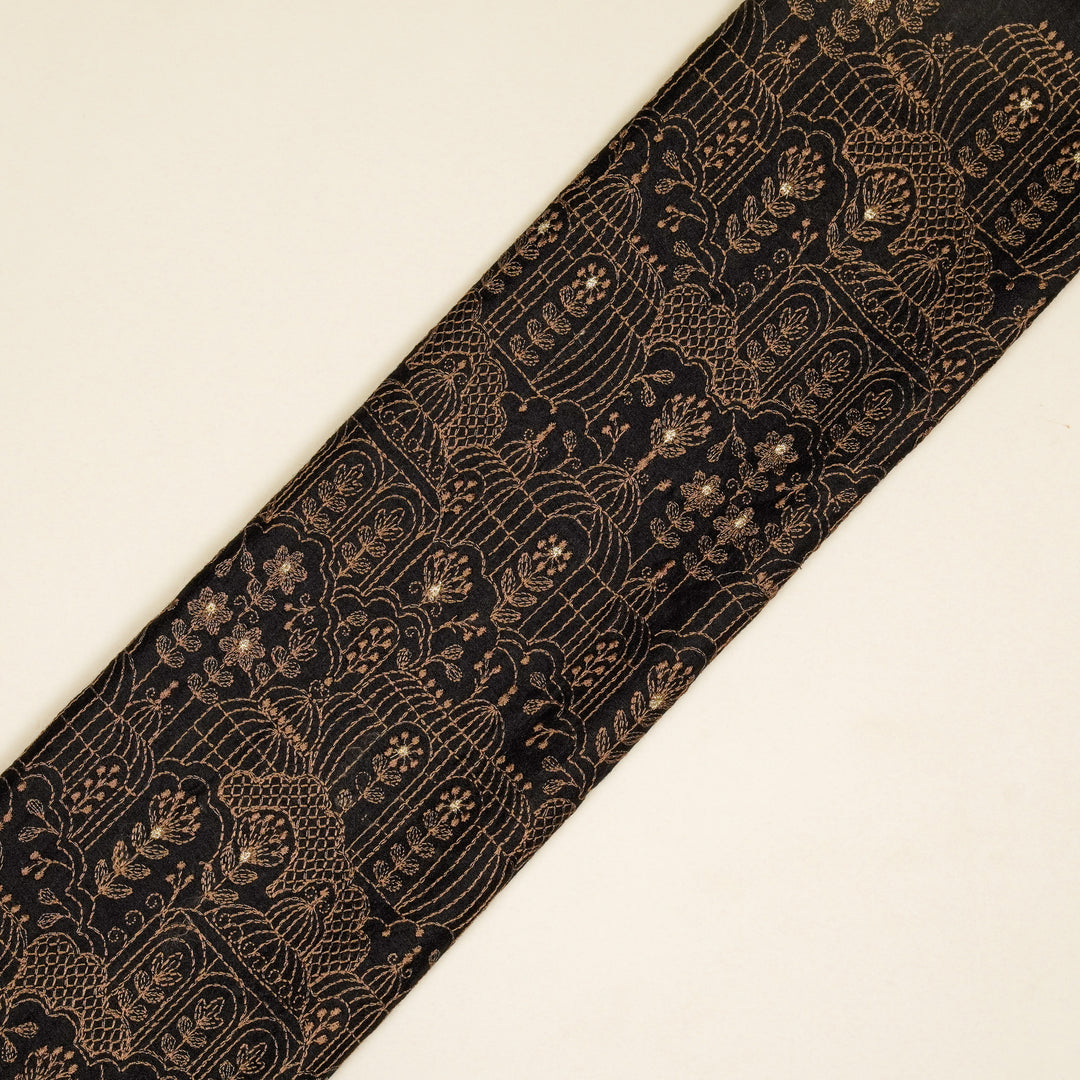 Shaira Jaal on Black Munga Silk Embroidered Fabric