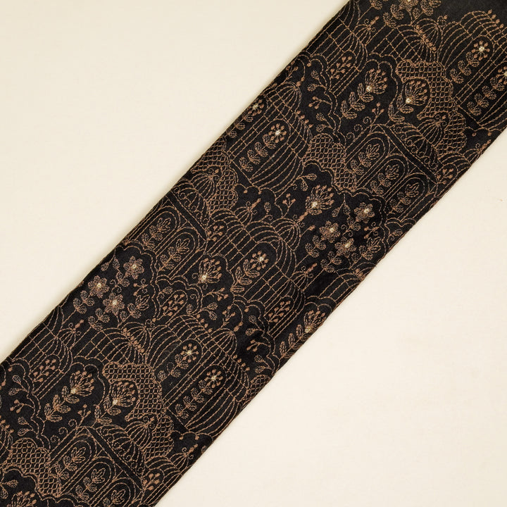 Shaira Jaal on Black Munga Silk Embroidered Fabric