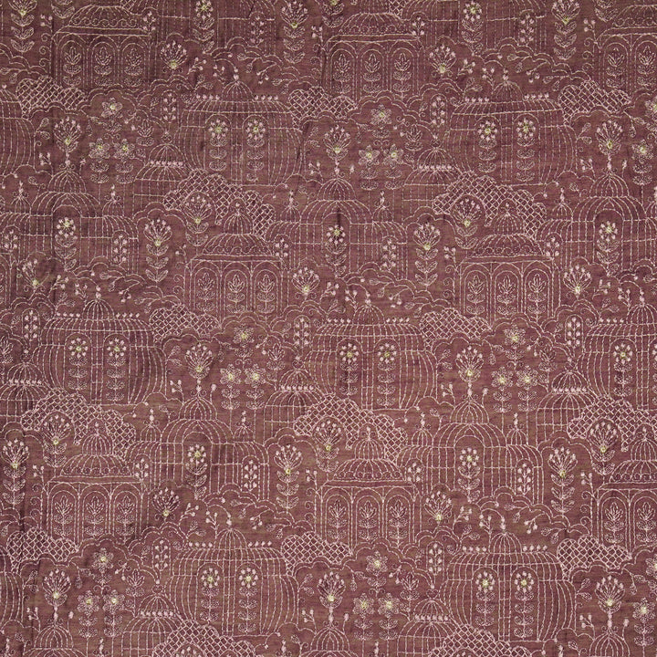 Shaira Jaal on Deep Mauve  Munga Silk Embroidered Fabric