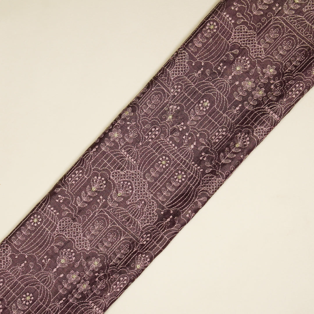 Shaira Jaal on Deep Mauve  Munga Silk Embroidered Fabric