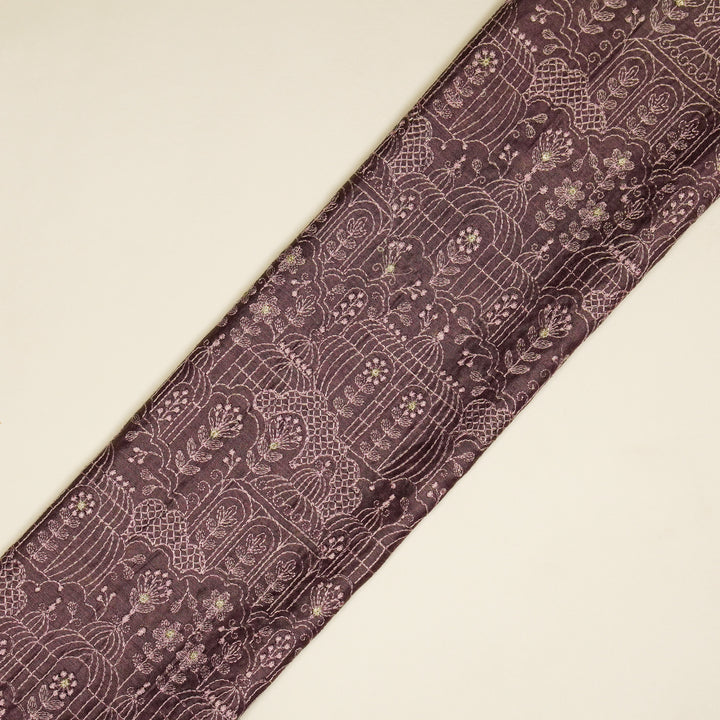 Shaira Jaal on Deep Mauve  Munga Silk Embroidered Fabric