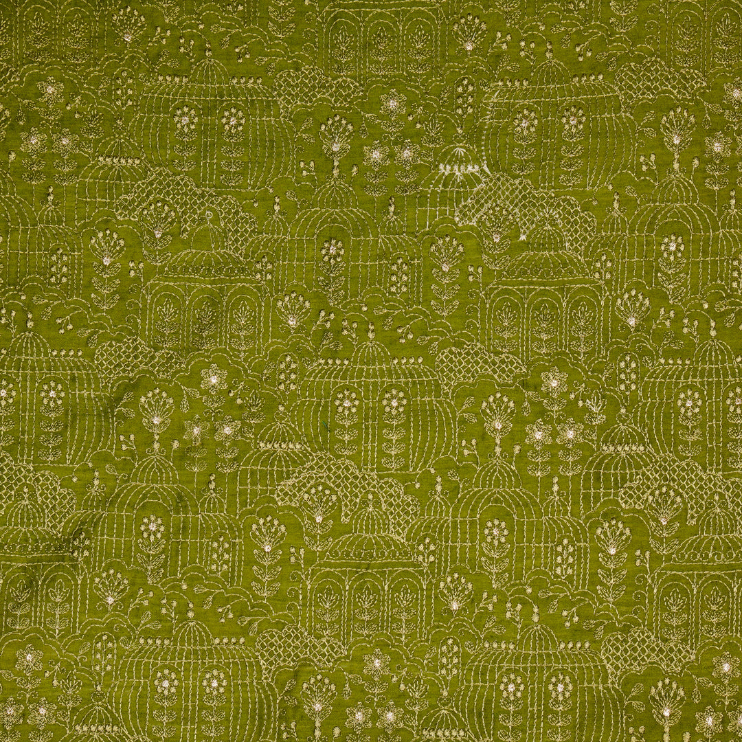 Shaira Jaal on Olive  Munga Silk Embroidered Fabric