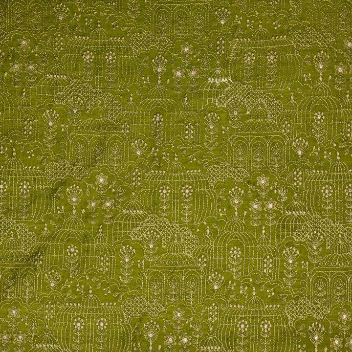 Shaira Jaal on Olive  Munga Silk Embroidered Fabric