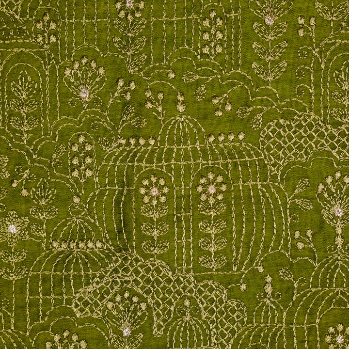 Shaira Jaal on Olive  Munga Silk Embroidered Fabric