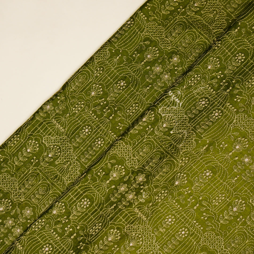 Shaira Jaal on Olive  Munga Silk Embroidered Fabric
