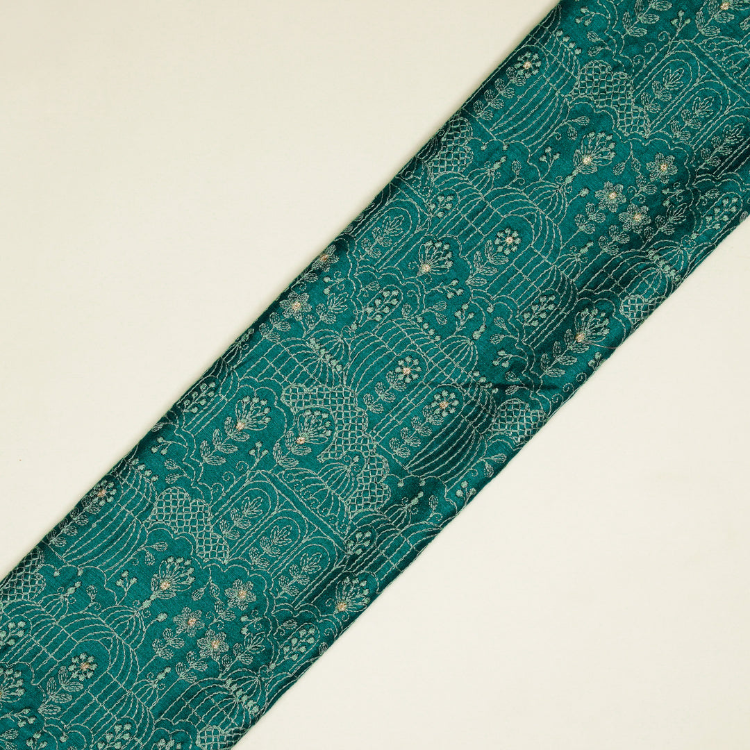 Shaira Jaal on Peacock Blue Munga Silk Embroidered Fabric