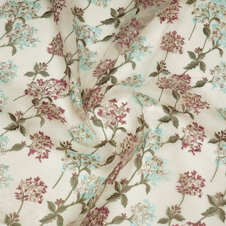 Shafaq Jaal on Cream Imported Silk Organza Embroidered Fabric