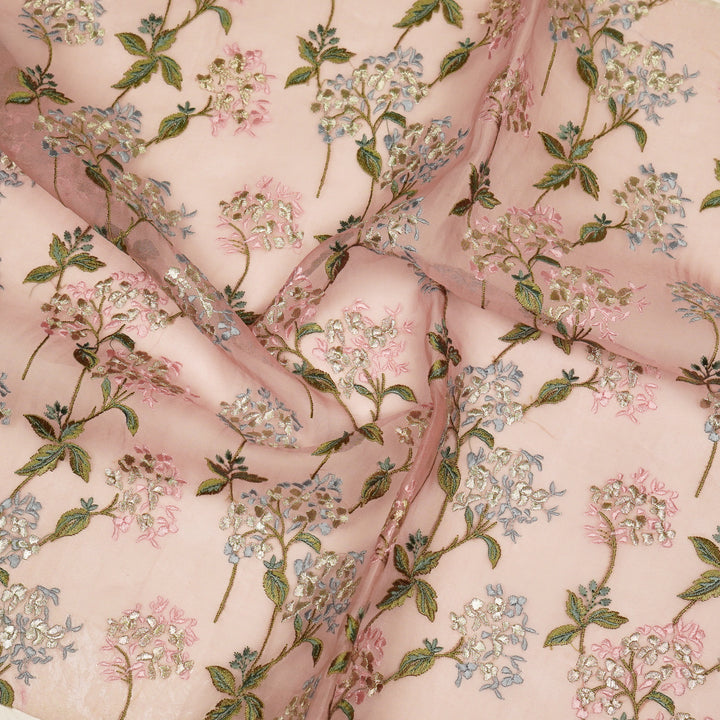 Shafaq Jaal on Blush  Imported Silk Organza Embroidered Fabric