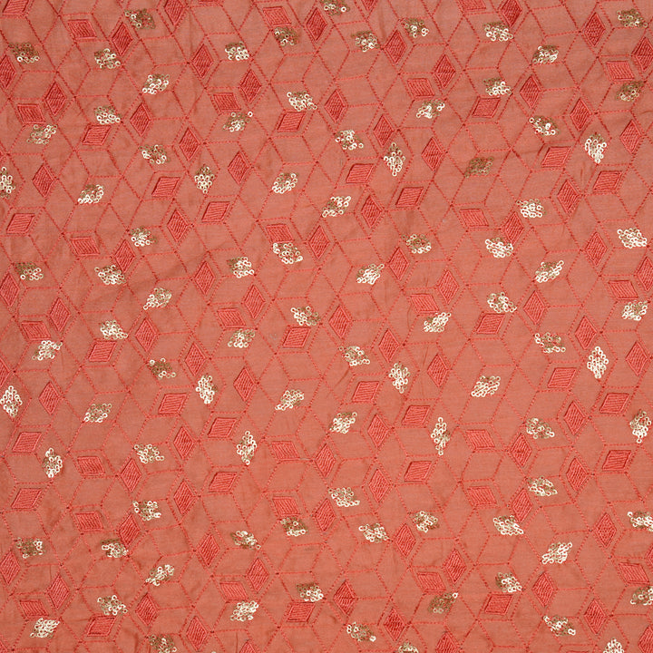 Ahana Sequin Jaal on Peach Silk Chanderi