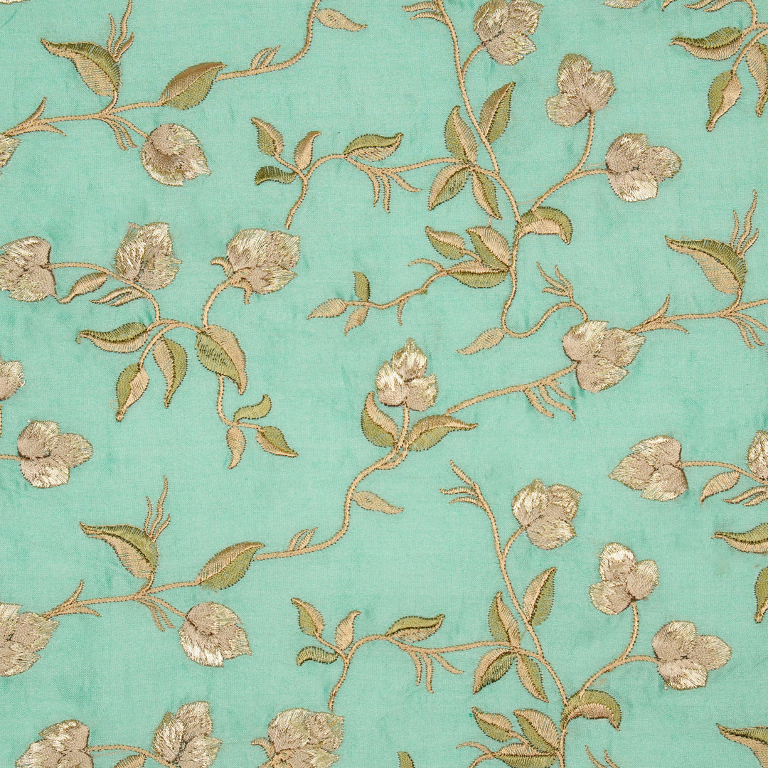 Rahima Jaal on Turquoise Luxe Silk Chanderi Embroidered Fabric