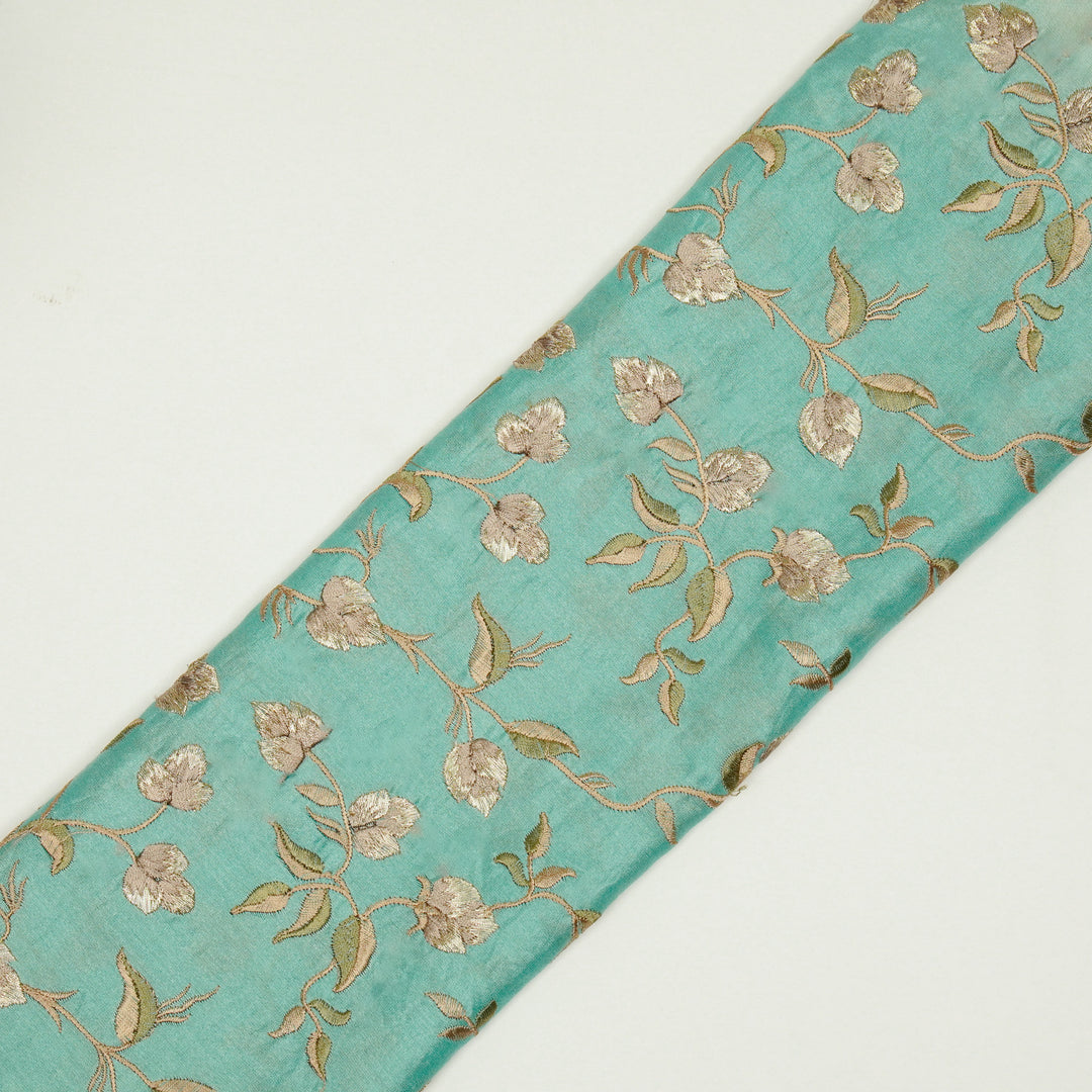Rahima Jaal on Turquoise Luxe Silk Chanderi Embroidered Fabric