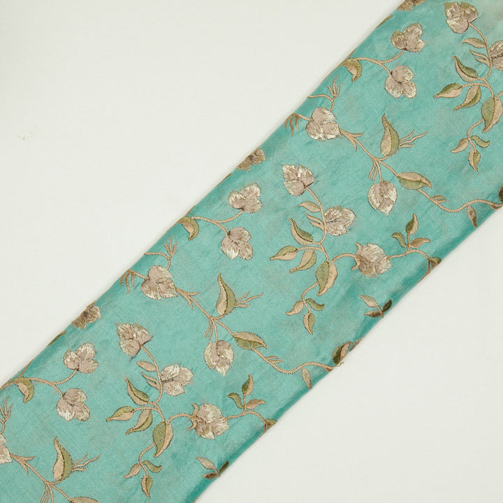 Rahima Jaal on Turquoise Luxe Silk Chanderi Embroidered Fabric