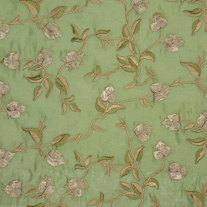 Rahima Jaal on Sea Green Luxe Silk Chanderi Embroidered Fabric