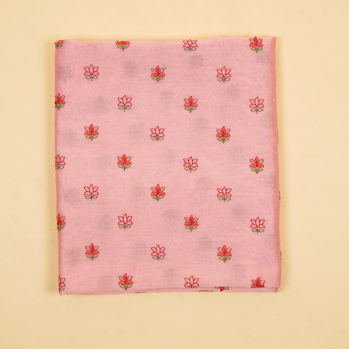 Manjary Buti Suit Fabric Set on Silk Chanderi(Unstitched)- Pink