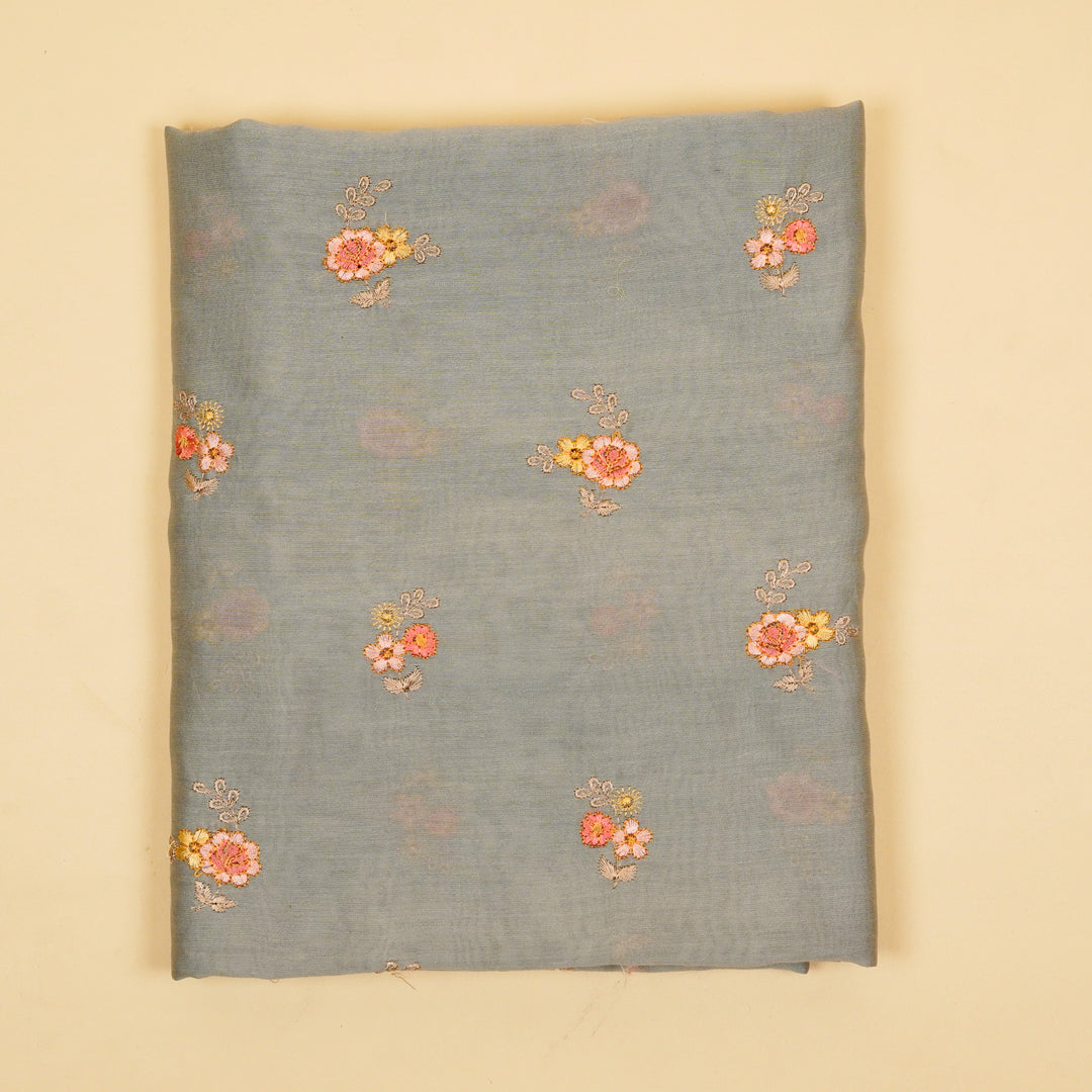 Taniskha Buti Suit fabric set on Silk Chanderi (Unstitched)- Grey