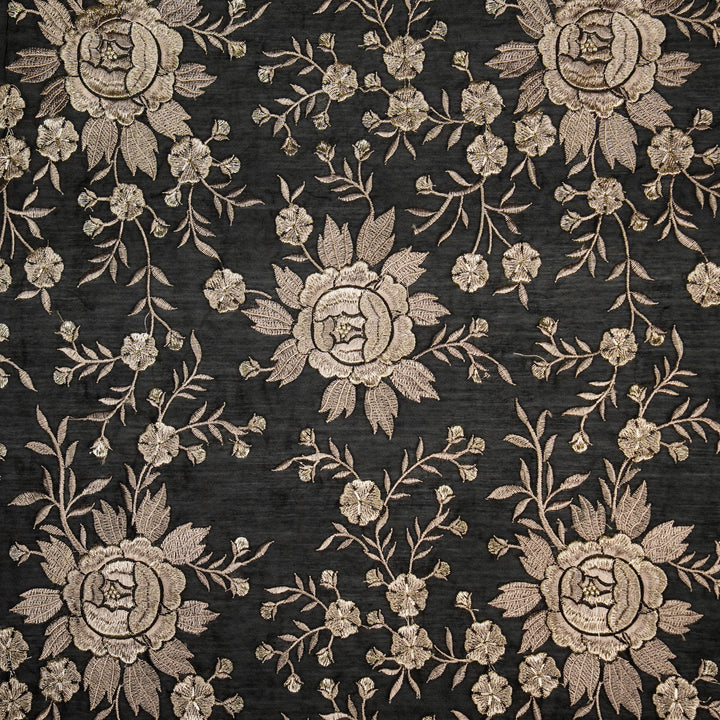 Zarna Floral Jaal on Black Silk Chanderi