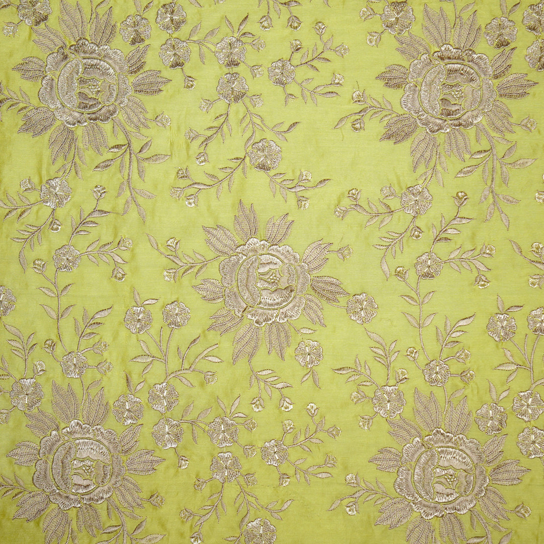 Zarna Floral Jaal on Lemon Silk Chanderi