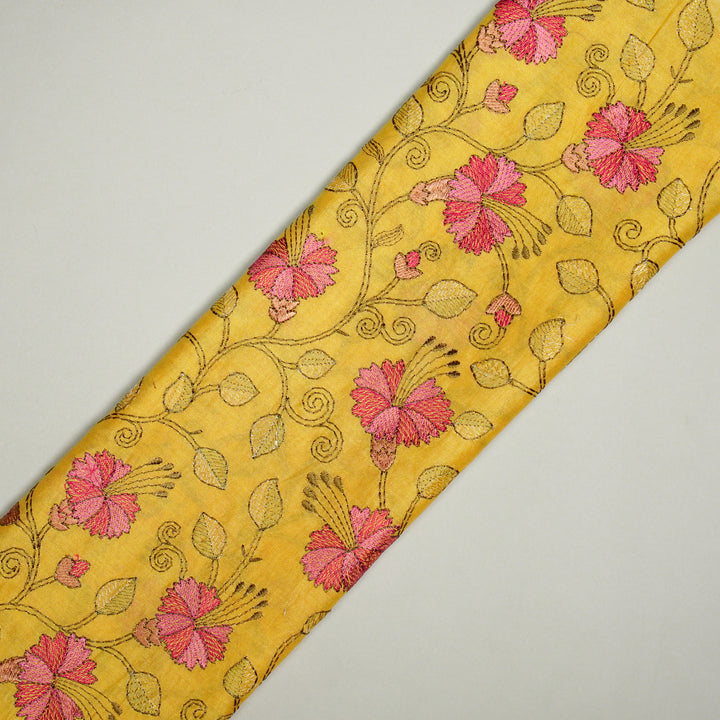 Sampavi Floral Jaal on Gold Silk Chanderi