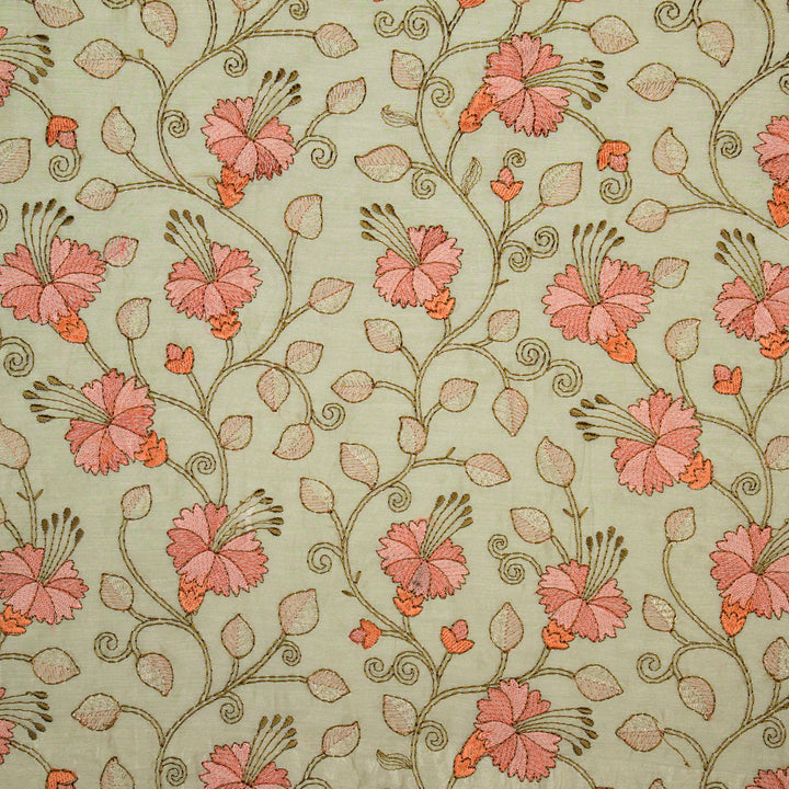 Sampavi Floral Jaal on Cream Silk Chanderi