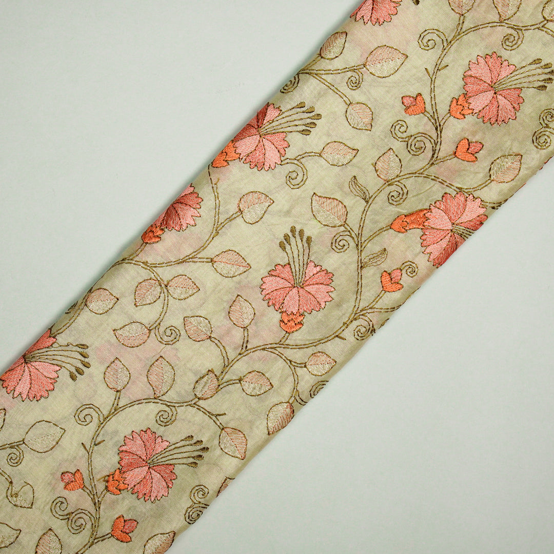 Sampavi Floral Jaal on Cream Silk Chanderi