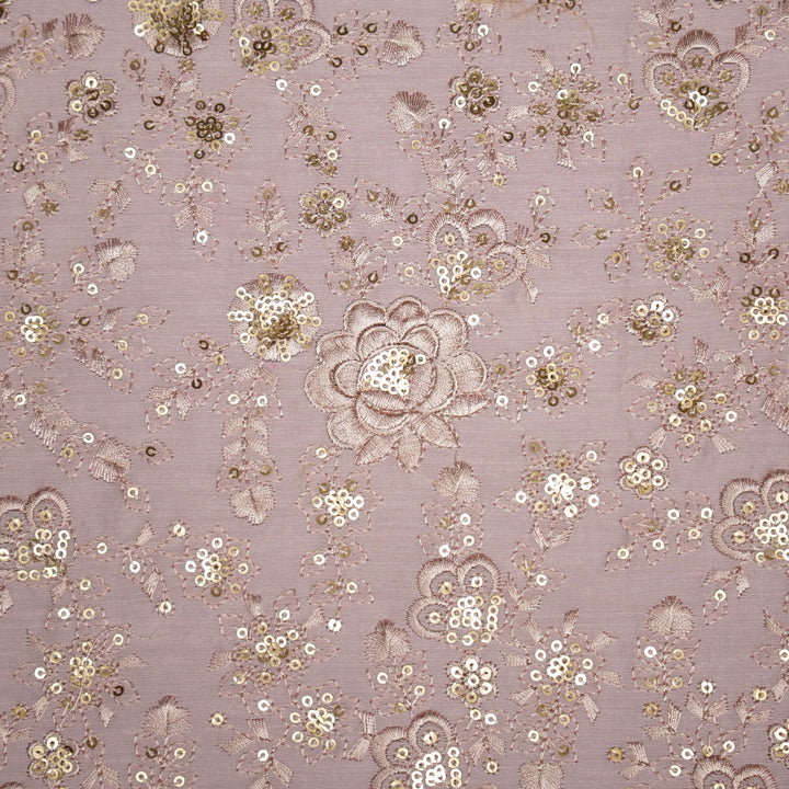 Vaarini Floral Jaal with Sequin Touch on Lilac Silk Chanderi