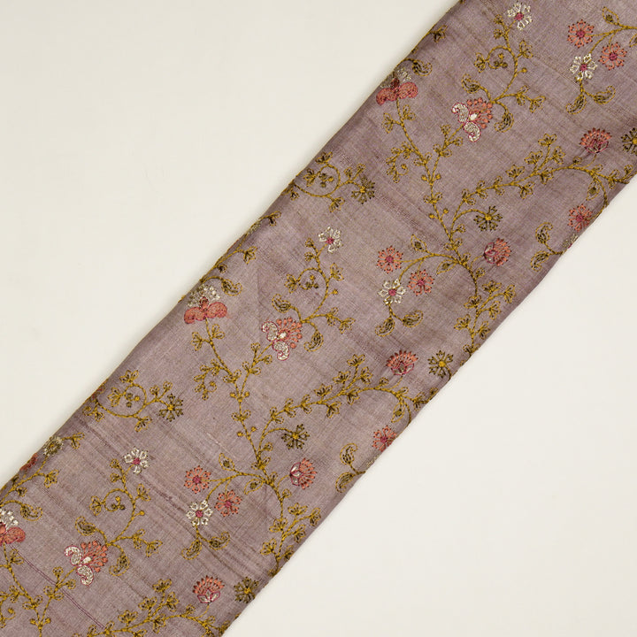 Latika Jaal On Onion Tussar Silk Embroidered Fabric