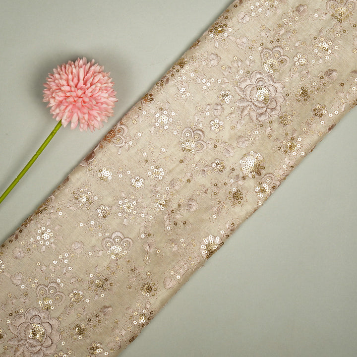Vaarini Floral Jaal with Sequin Touch on Cream Silk Chanderi