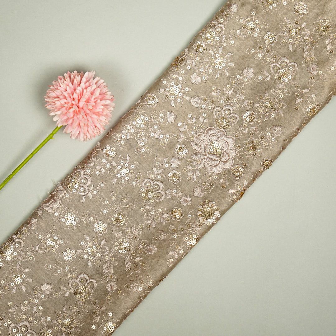 Vaarini Floral Jaal with Sequin Touch on Light Grey Silk Chanderi