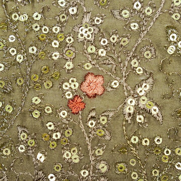 Mehraj Jaal on Mouse Silk Chanderi Embroidered Fabric