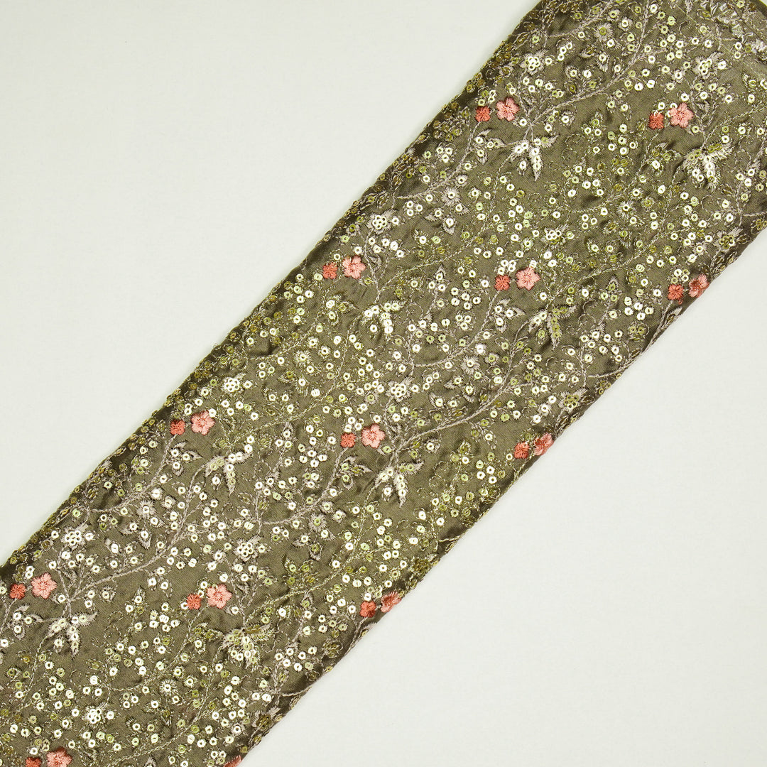 Mehraj Jaal on Mouse Silk Chanderi Embroidered Fabric