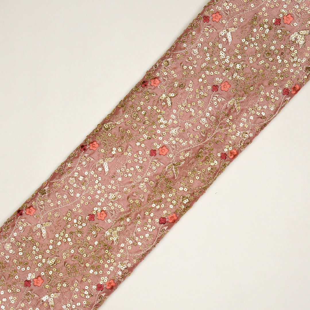 Mehraj Jaal on Pink Silk Chanderi Embroidered Fabric