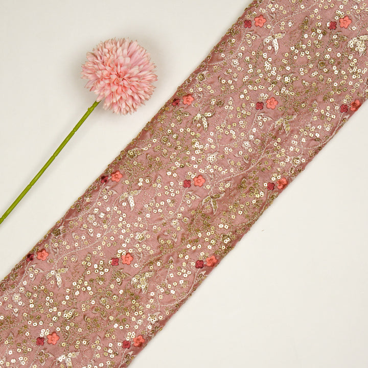 Mehraj Jaal on Pink Silk Chanderi Embroidered Fabric