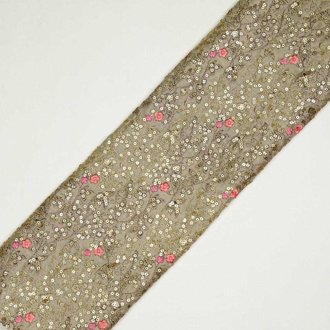 Mehraj Jaal on Ecru Silk Chanderi Embroidered Fabric