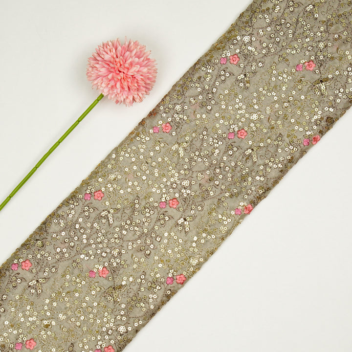 Mehraj Jaal on Ecru Silk Chanderi Embroidered Fabric