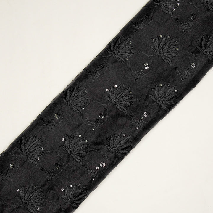 Kaaya Jaal on Black Silk Organza Embroidered Fabric