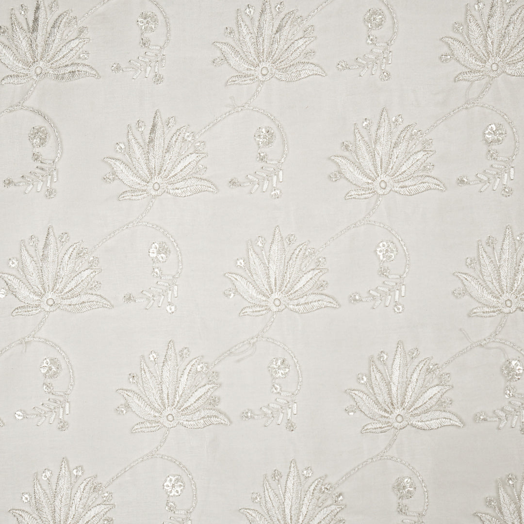Kaaya Jaal on Natural Ivory Silk Organza Embroidered Fabric