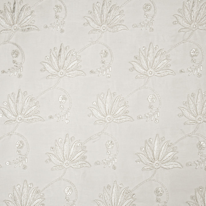 Kaaya Jaal on Natural Ivory Silk Organza Embroidered Fabric