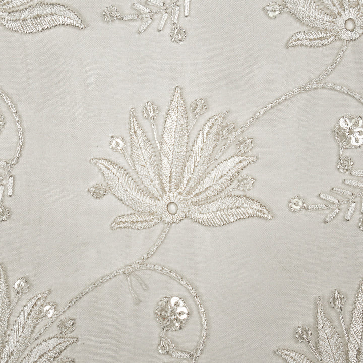 Kaaya Jaal on Natural Ivory Silk Organza Embroidered Fabric