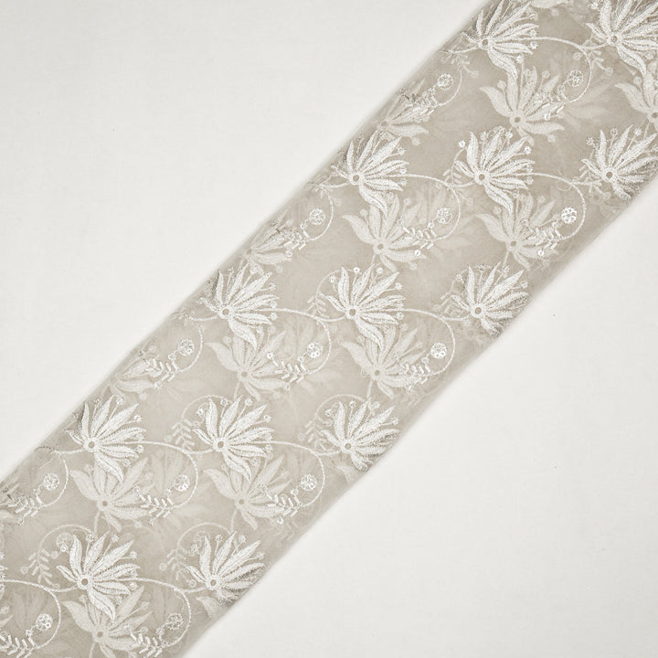 Kaaya Jaal on Natural Ivory Silk Organza Embroidered Fabric