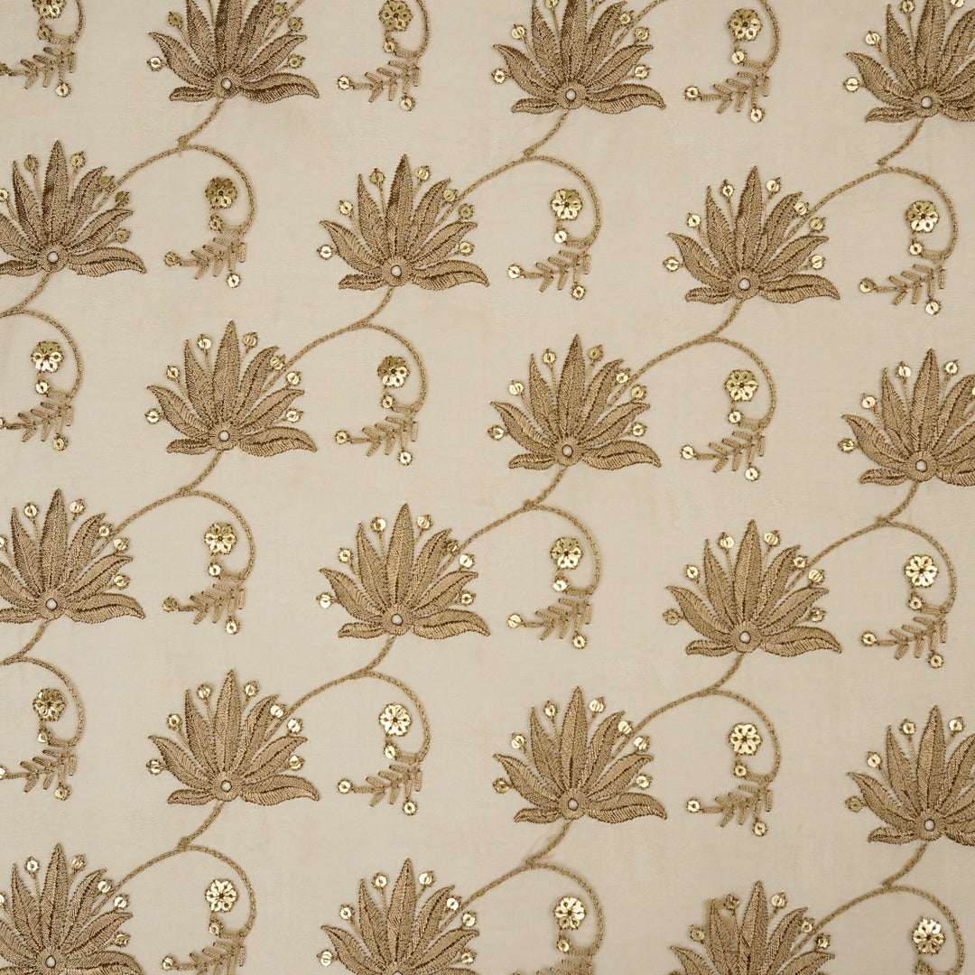 Kaaya Jaal on Chiku Silk Organza Embroidered Fabric