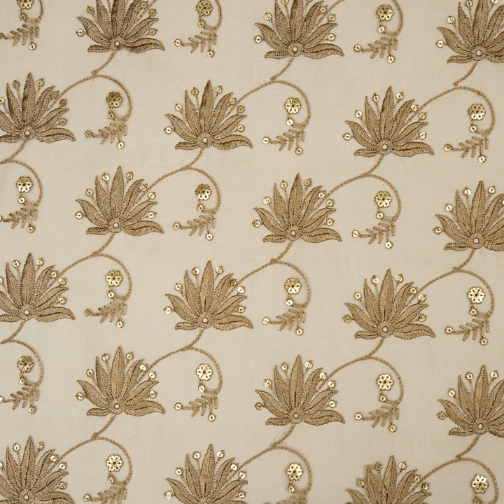 Kaaya Jaal on Chiku Silk Organza Embroidered Fabric