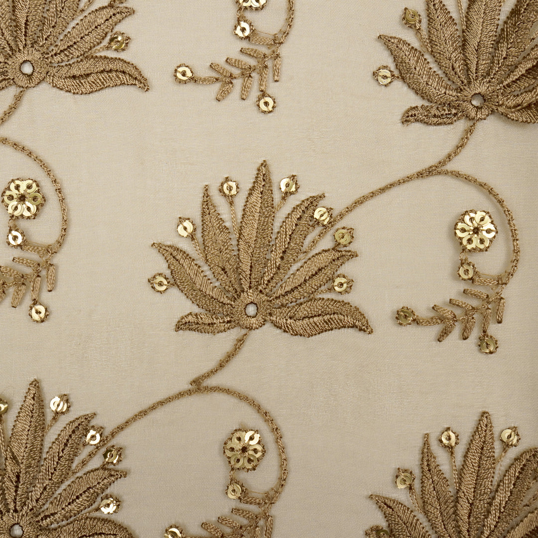 Kaaya Jaal on Chiku Silk Organza Embroidered Fabric